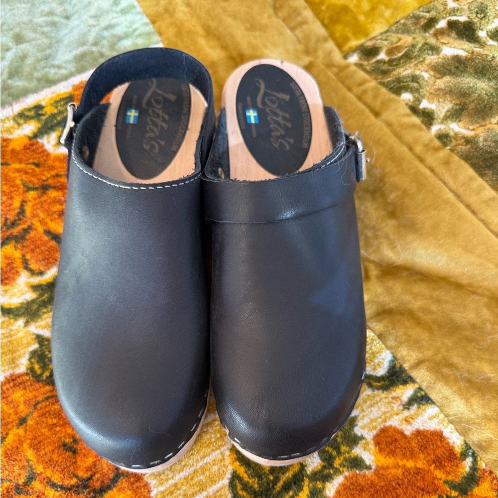 Lotta From Stockholm Black Leather clogs